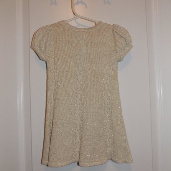 GYMBOREE Gold Holiday Shine Cable Knit Sparkle Dress Sweater Sz 12-18M Cream - Picture 3 of 5